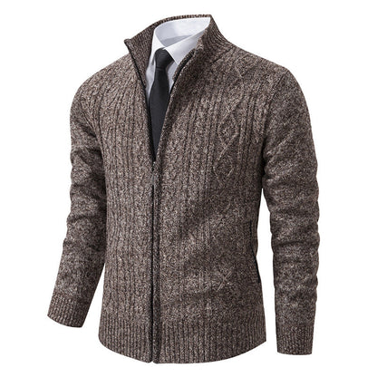 Herren Strickjacke Stehkragen Musterung Trendy