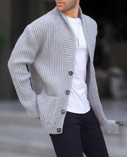 Herren Pullover Strickjacke Modern Knopfdesign