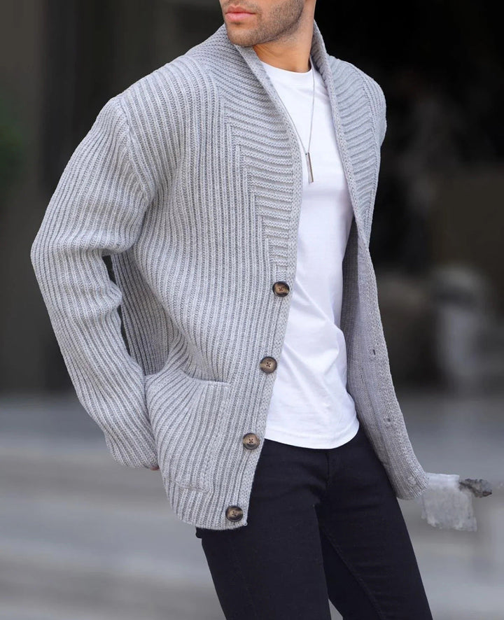 Herren Pullover Strickjacke Modern Knopfdesign