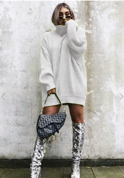 Damen Strickpullover Oversized Waffelmuster Trendy Style