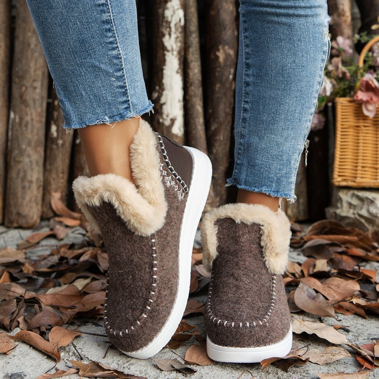Damen Winterstiefel Warm Flauschig Robust - IdealeKleiden