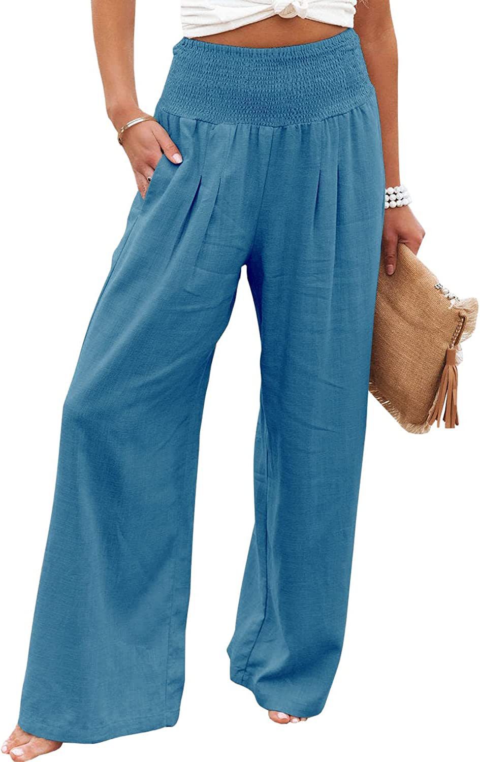 Damen Leinenhose Bequem Weit Geschnitten Sommerhosentyp