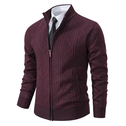 Herren Strickjacke Zopfmuster Stehkragen Modern Design