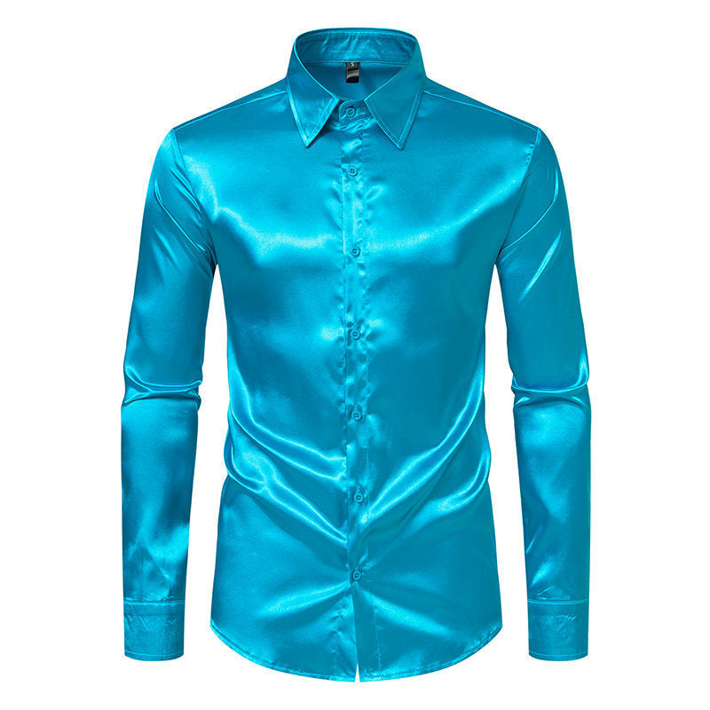 Herren Hemd Elegant Satin Glanz