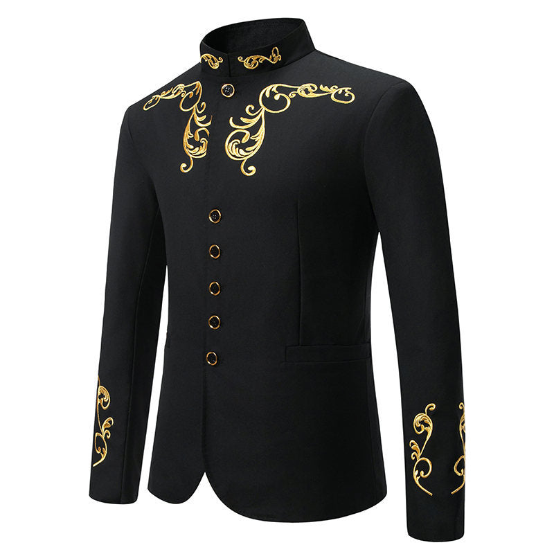 Herren Blazer Elegant Gold Verzierung Anzug