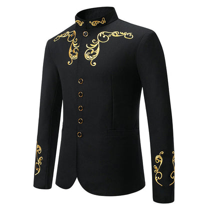 Herren Blazer Elegant Gold Verzierung Anzug