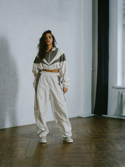Damen Sportanzug Set Kapuze Streifen Design