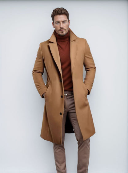 Herren Mantel Elegant Woll Obermaterial Struktur Optik