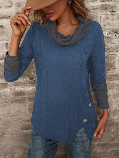 Damen Langarmshirt Großzügig Kragen Strukturiertes Design