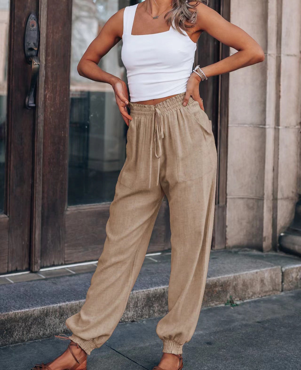 Damen Jogginghose Bequem Elastisch Gummizug