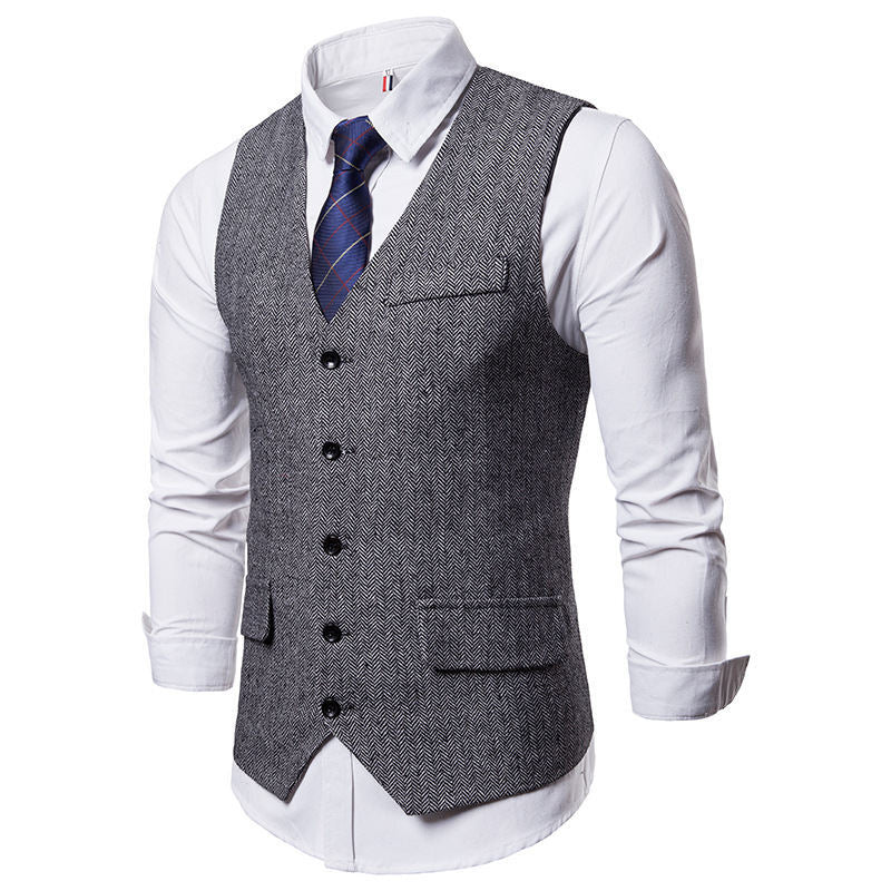Herren Weste Klassisch Herringbone Design Praktisch