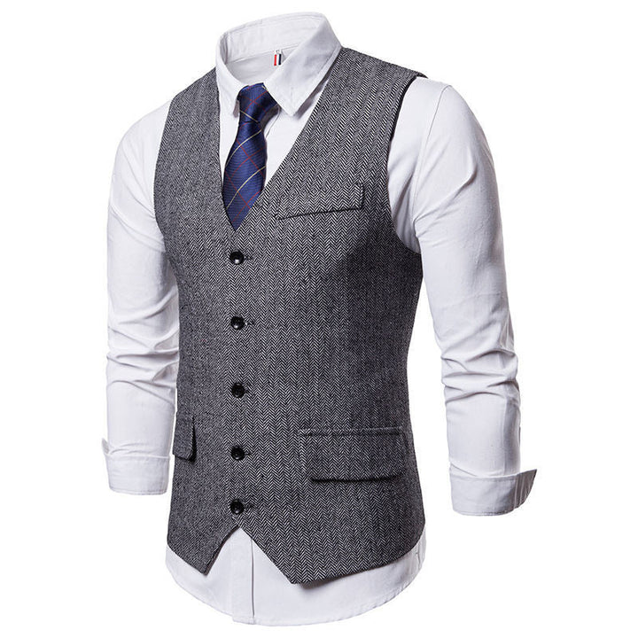 Herren Weste Klassisch Herringbone Design Praktisch