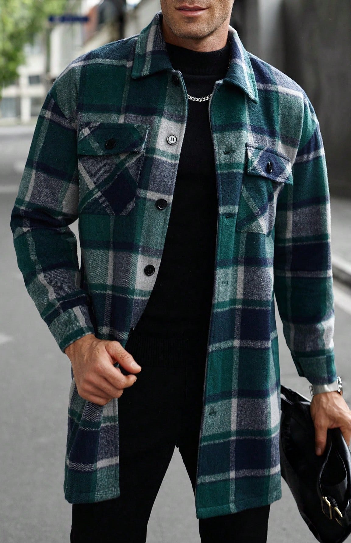 Herren Flanelljacke Kariert Modern Schnitt