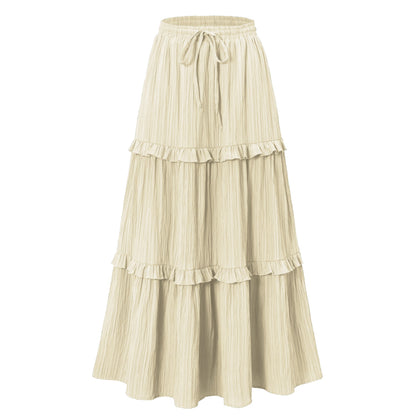 Damen Langrock mit Rüschen und Stretchbund Elegant