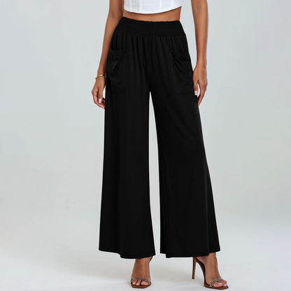 Damen Palazzo-Hose Weit Bequem Elastisch