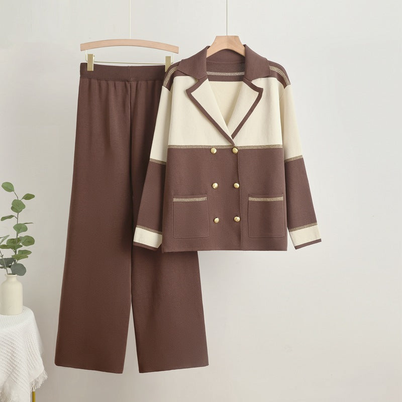 Damen Freizeitanzug-Set Elegant mit Doppelknopf