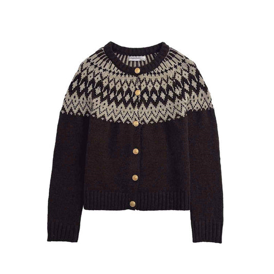 Damen Strickjacke Norweger Muster Winterlich - IdealeKleiden