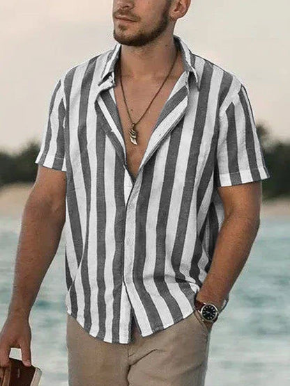 Herren Kurzarmhemd Streifen Modern Relaxed Fit