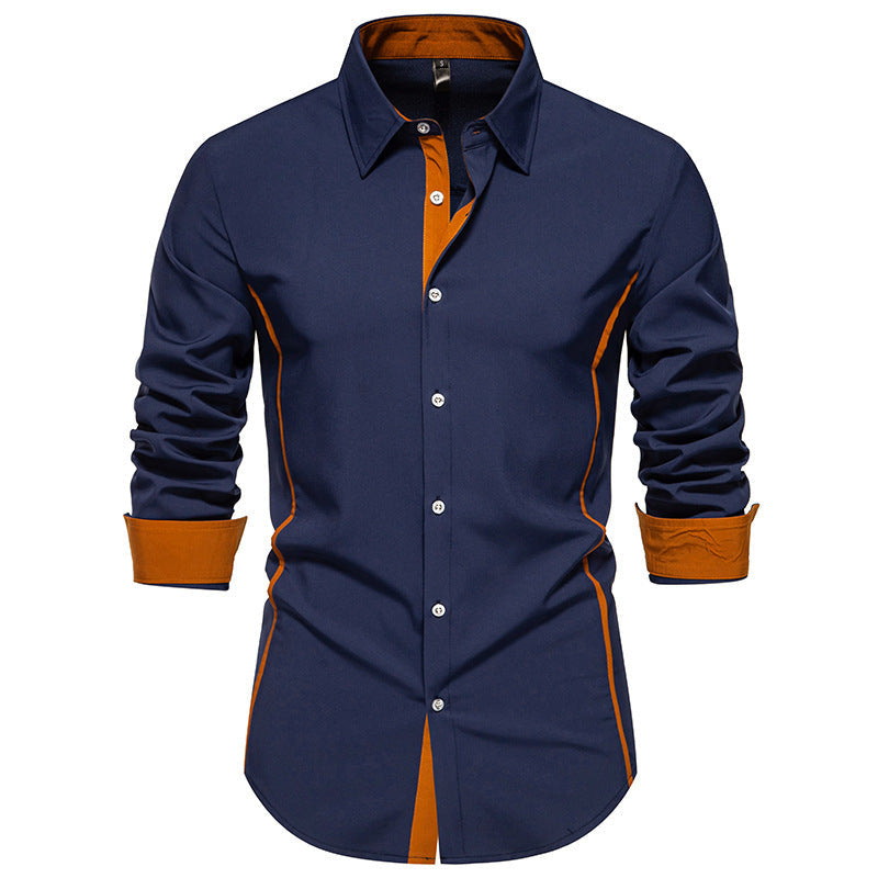 Herren Langarmhemd Modern Kontrast Details