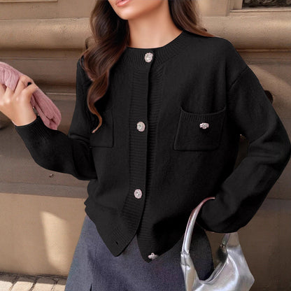 Damen Strickjacke Wollmischung Großzügig Schnitt