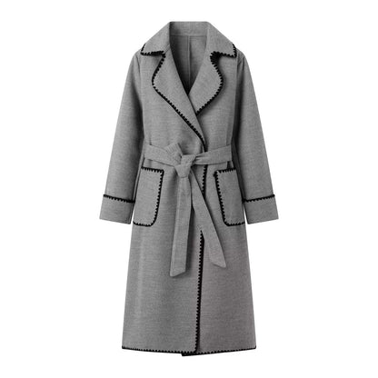 Damen Übergangsjacke Elegant Gürtel Luxus Taschen