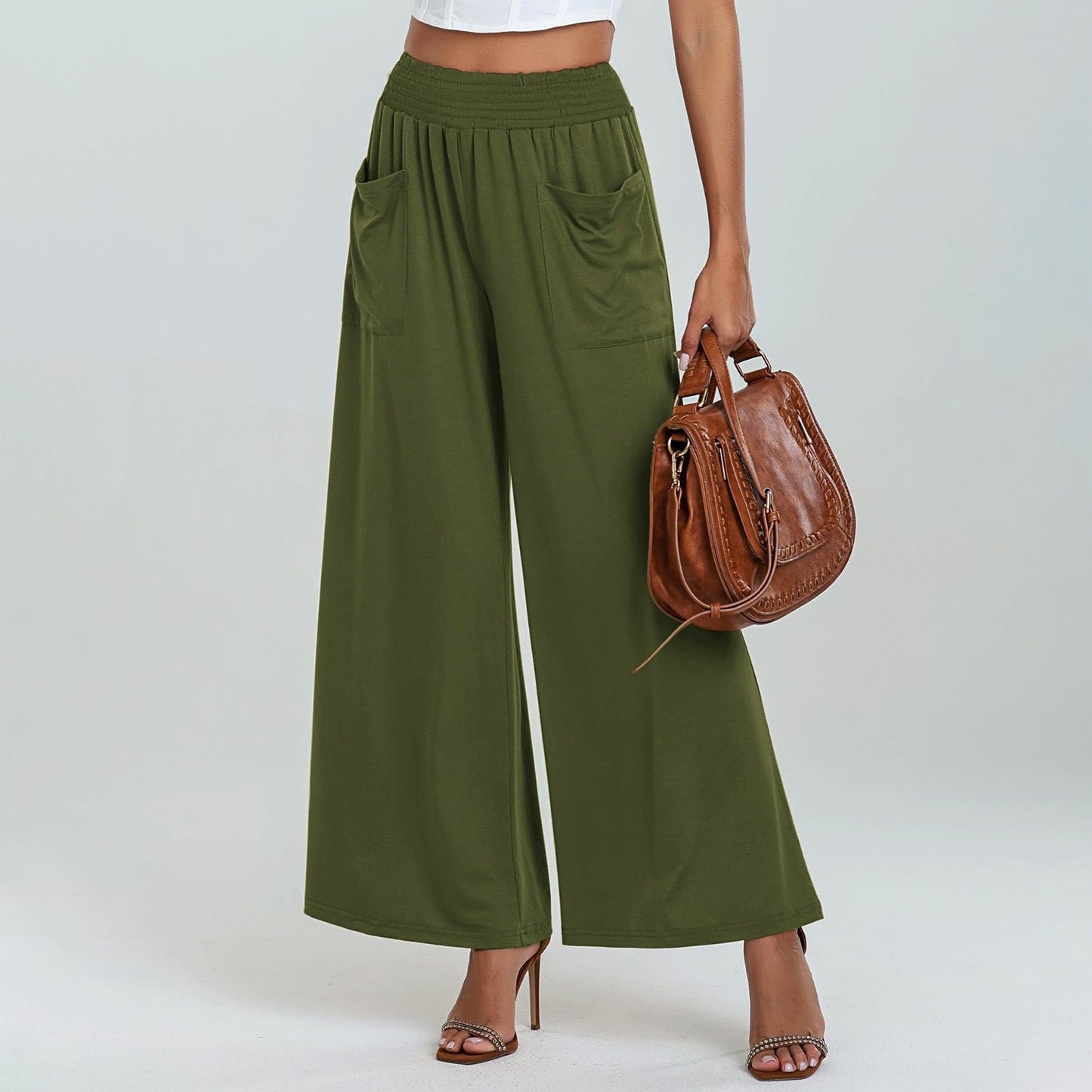Damen Palazzo-Hose Weit Bequem Elastisch