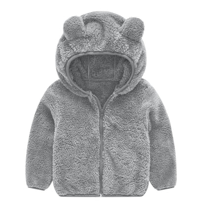 Damen Fleecejacke Bärenohren Mütze Warm Kuschelig