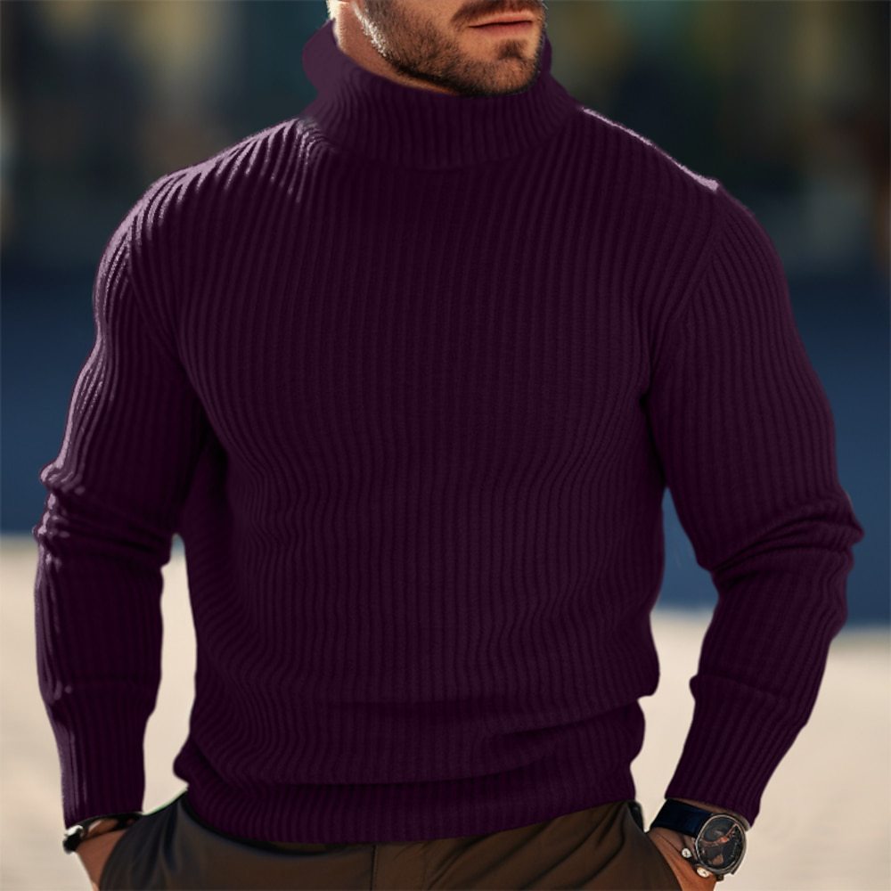 Herren Pullover Strick Modern Stehkragen Design