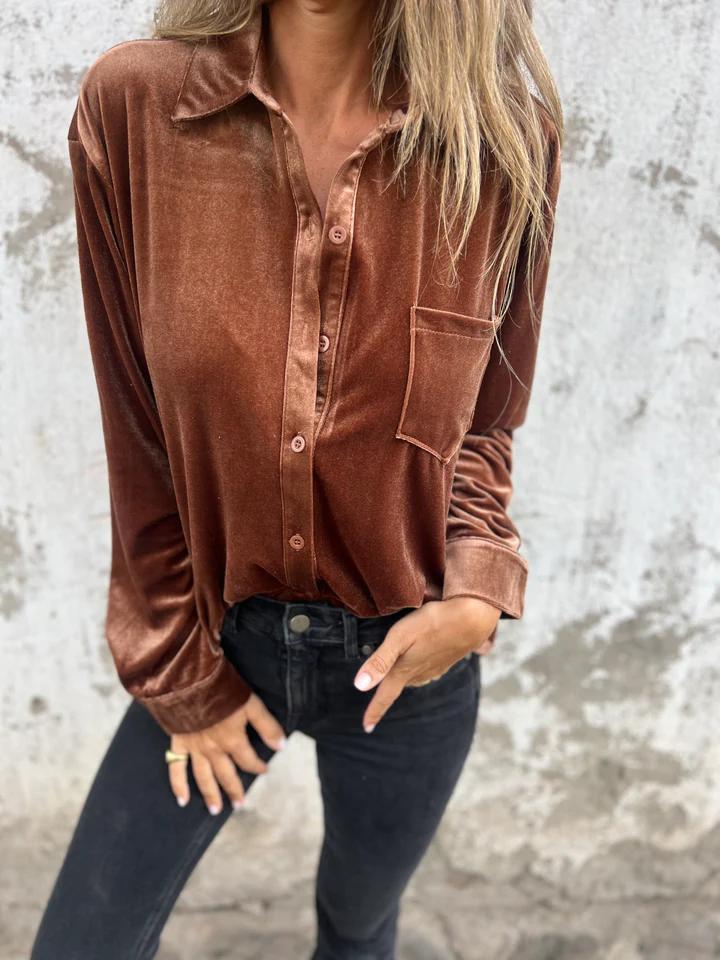 Damen Bluse Elegant Satin Klassischer Stil