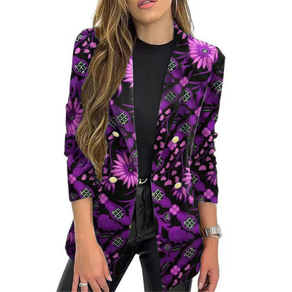 Damen Blazer Elegant Blumenmuster Sommerkleidung