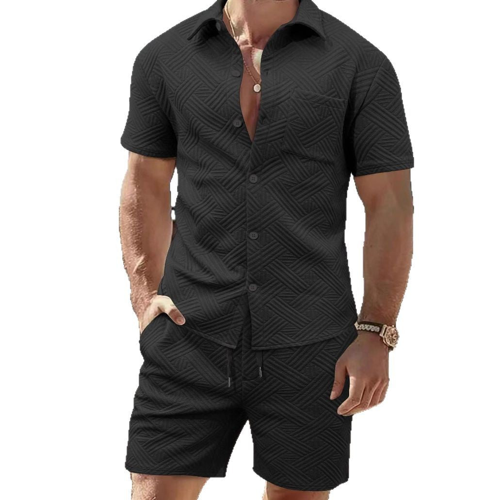 Herren Kurzarmhemd Shorts Set Sommer Modern Design