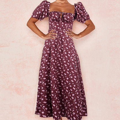 Damen Maxikleid Sommer Blumenmuster Elegant