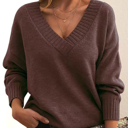 Weicher Strickpullover Einfarbig Zeitlos Komfortabel
