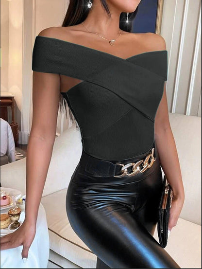 Damen Top Asymmetrisch Strukturiert Modern