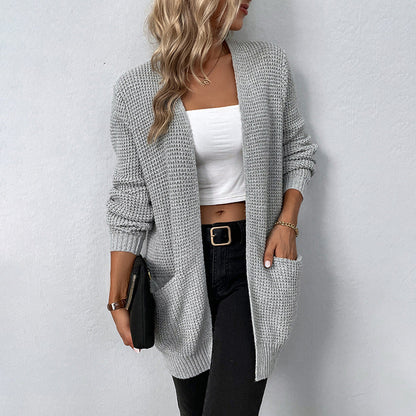 Damen Strickjacke Lässig Oversized mit Taschen