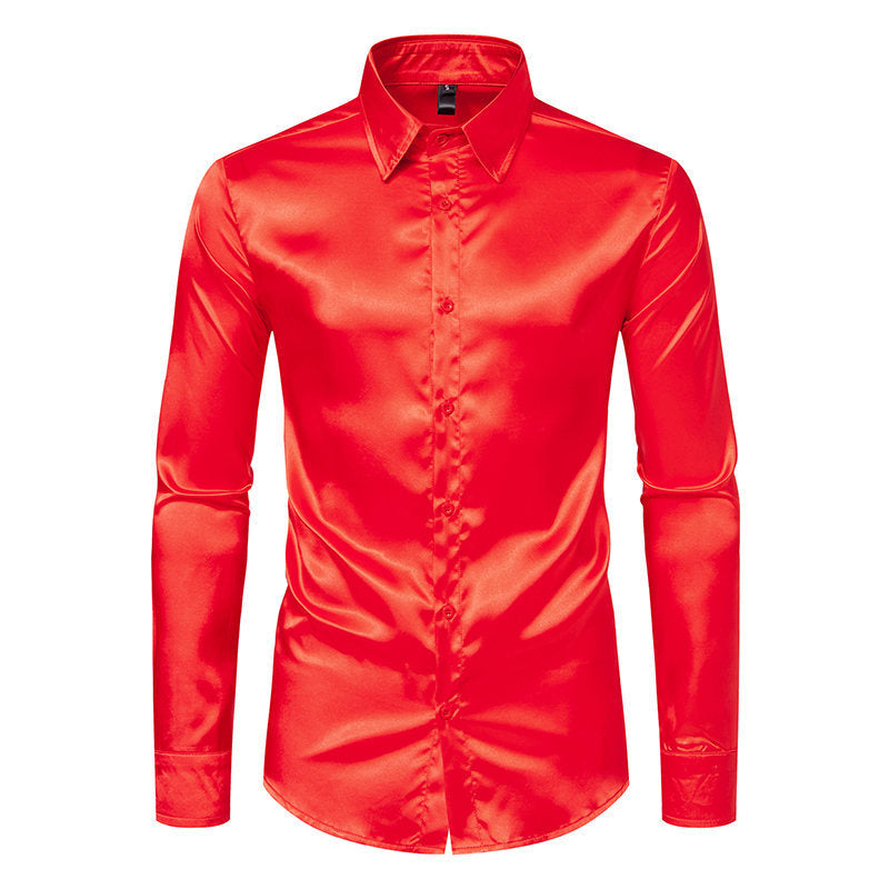 Herren Hemd Elegant Satin Glanz