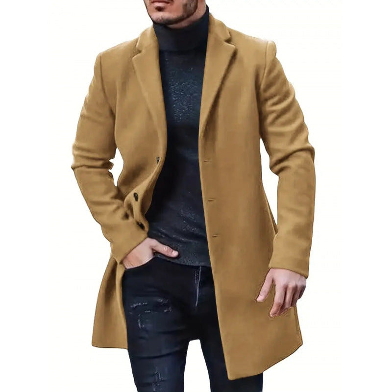Herren Wollmantel Slim Fit Elegant Schwarz