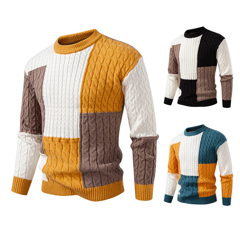 Modischer Herren Pullover Farbblock Design - IdealeKleiden