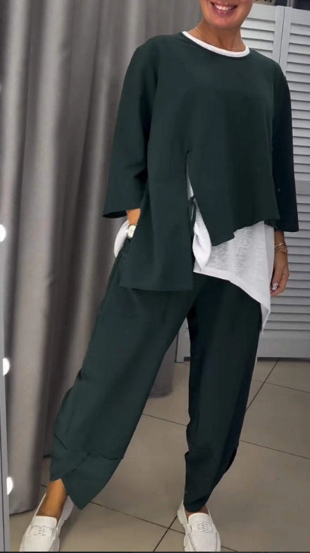 Damen Zweiteiler Lässig Asymmetrisch Trendy
