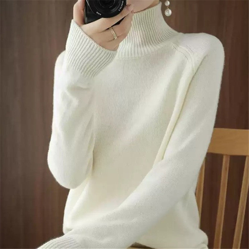 Damen Merinowollpullover Weich Rollkragen Eleganz