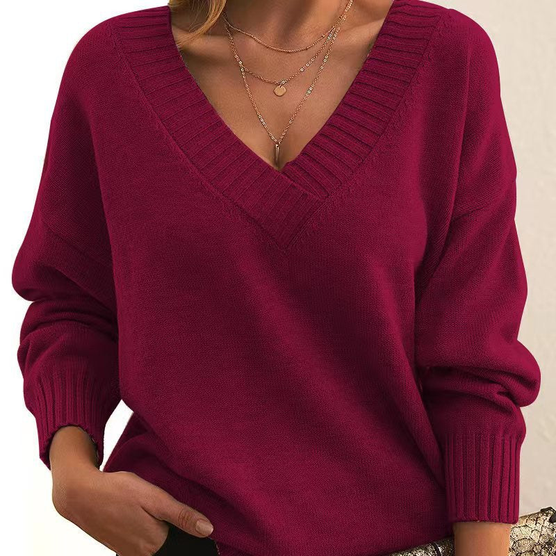 Weicher Strickpullover Einfarbig Zeitlos Komfortabel