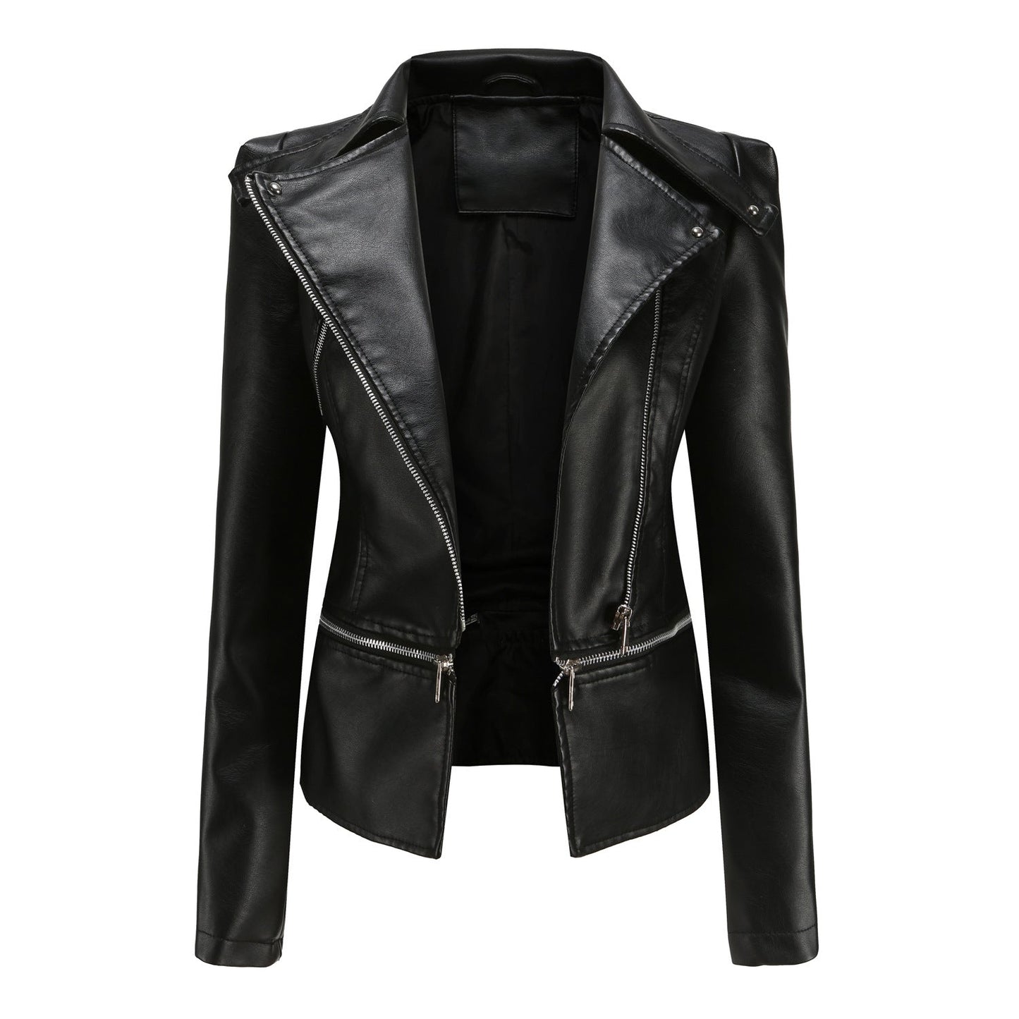 Damen Lederjacke Biker Style Asymmetrisch