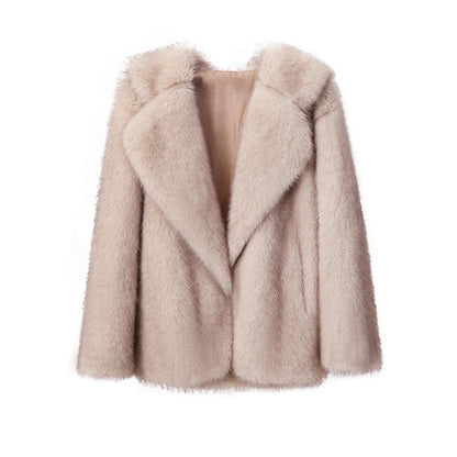 Damen Kunstpelz-Jacke Elegant Weich Schnitt