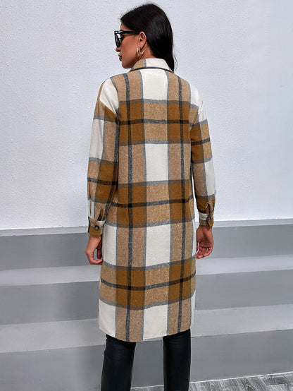 Übergröße Shirtjacke Karomuster Mittellang Baumwolle - IdealeKleiden