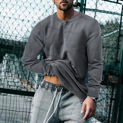 Herren Langarm-Shirt Elegant Knopfleiste