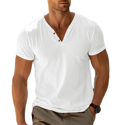 Herren Leichtes Henley-Shirt Bequem Atmungsaktiv