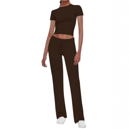 Damen Sport Set Crop Top und Jogger Hosen - IdealeKleiden