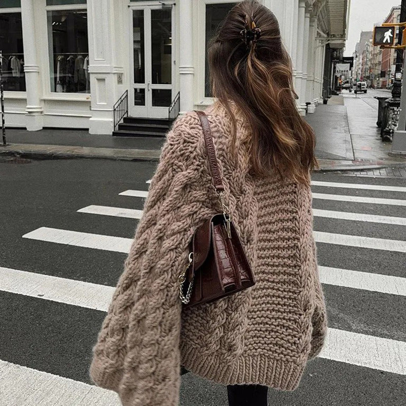 Damen Oversized Pullover Grobstrick Weich