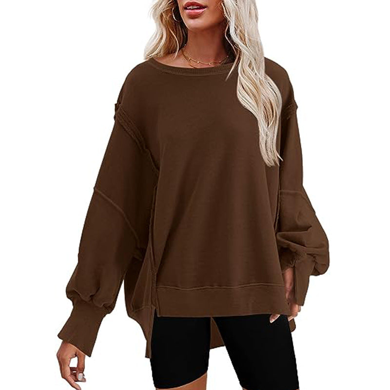 Damen Oversized Pullover Bequem Lässig Weite Ärmel
