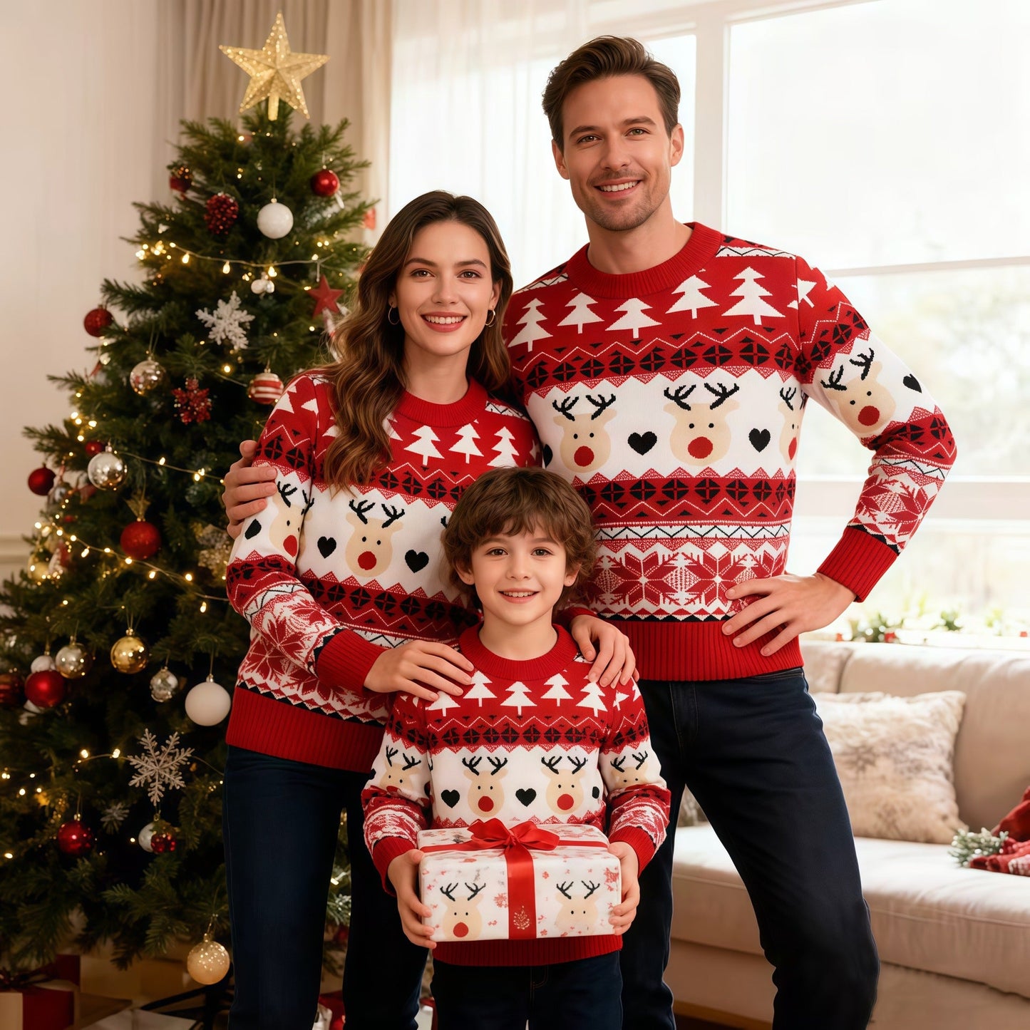 Weihnachtspullover Rot Herren Stilvoll - IdealeKleiden